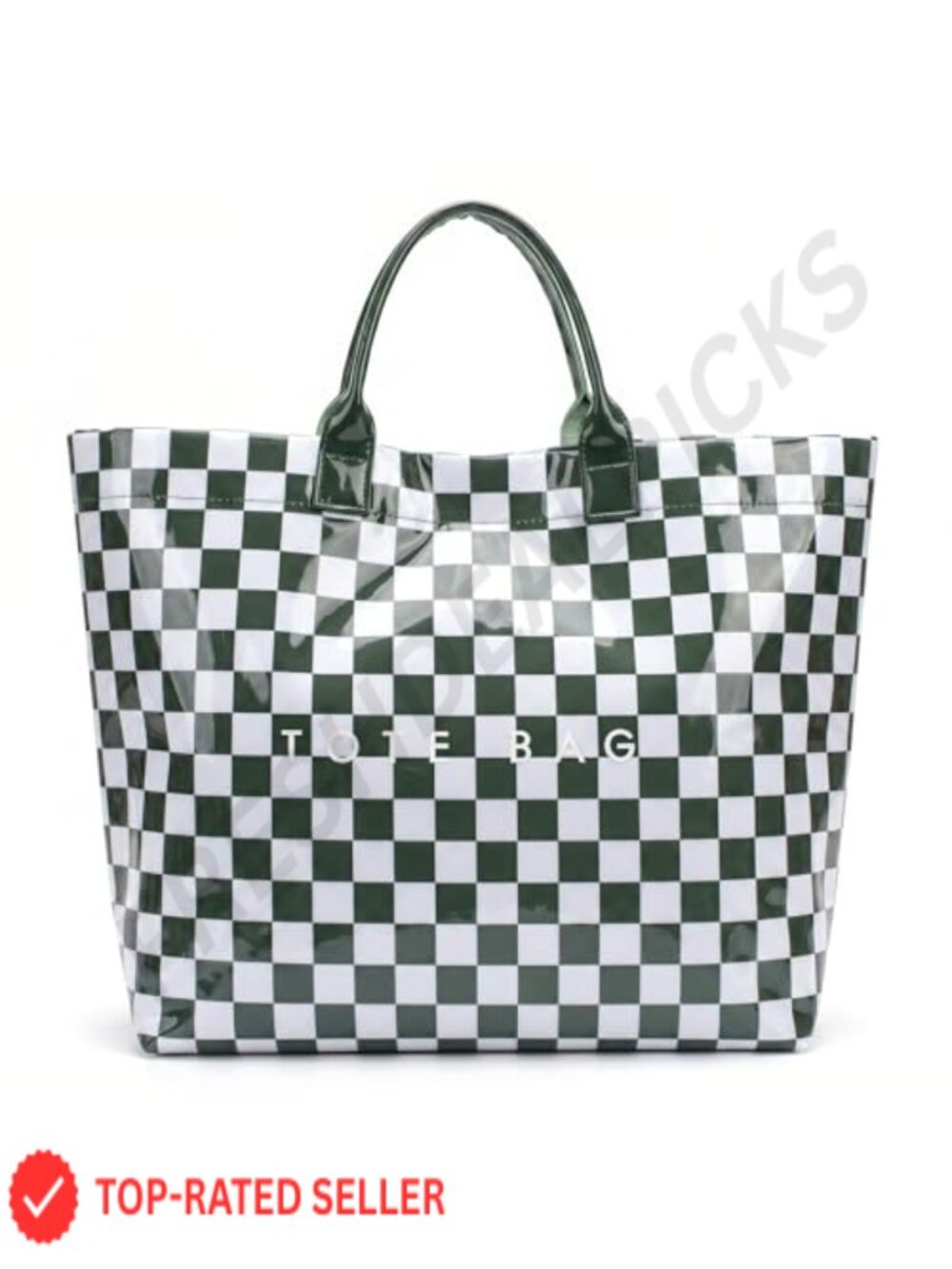 Waterproof Checkered PVC Tote Bag for Beach Summer Travel
